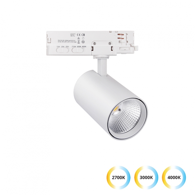 Шинен спот Light 15/20/30W бял Kento 15W/20W/30W 3000 Lm max 2700K/3000K/4000K 220-240V AC IP20 LED осветление
