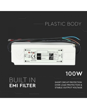 100W Захранване Plastic 12V IP67 5 год. Гаранция 12V LED захранвания