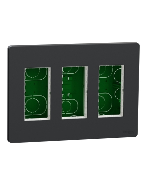 Инсталационна кутия за вграждане 3 колони, антрацит NEW UNICA контакти и ключове