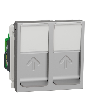 Двойна розетка RJ45, кат. 6 STP, 2 модула NEW UNICA контакти и ключове