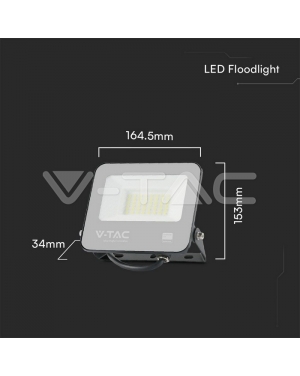 30W LED Прожектор SAMSUNG Чип 1м Кабел Черно Тяло 4000K LED прожектори