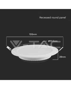 3W LED SAMSUNG CHIP Backlit Panel Recessed - Кръг4000K LED панели за скрит монтаж