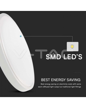 18W LED Плафон SAMSUNG Chip 3000K Кръг Бяла Рамка IP44 LED плафони без сензори