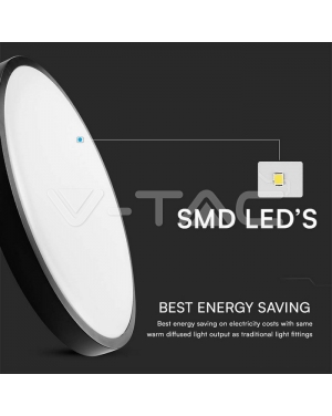 18W LED Плафон SAMSUNG Chip 3000K Кръг Черна Рамка IP44 LED плафони без сензори