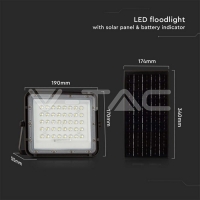 10W LED Соларен Прожектор 6400K Сменяема Батерия Черно Тяло LED екстериорно осветление