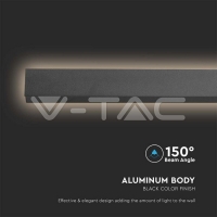 28W LED Линейна Стенна Лампа 1410x60x50мм 3000K Черно Тяло IP54 Фасадно LED осветление