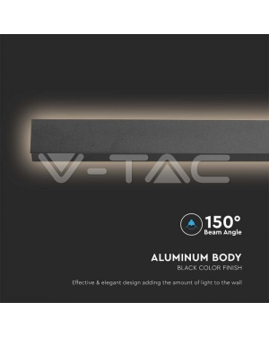 28W LED Линейна Стенна Лампа 1410x60x50мм 4000K Черно Тяло IP54 Фасадно LED осветление