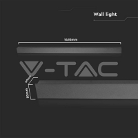 28W LED Линейна Стенна Лампа 1410x60x50мм 4000K Черно Тяло IP54 Фасадно LED осветление