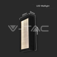 20W Стенна Лампа (W200*D50*H400mm) 3000K Черно Тяло IP65 Фасадно LED осветление