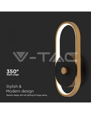 15W Стенна Лампа (L33*W15*H4.4mm) 3000K Черно + Златисто Тяло IP65 Фасадно LED осветление