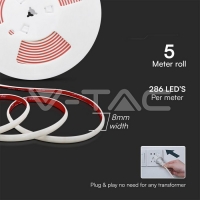LED COB Лента Сет 12W 2025 286 6500K 5м/Сет 220V 220V LED ленти
