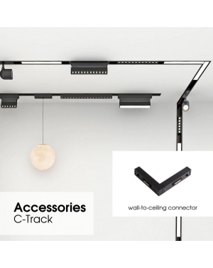 SLIM25 Електрически конектор стена-таван C-Track ∙ Черен LED магнитно осветление