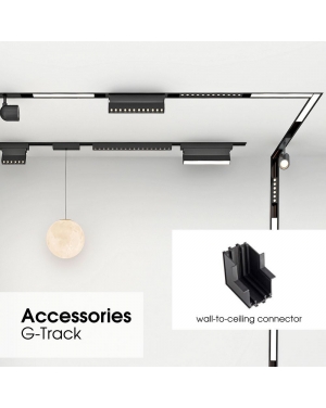 SLIM25 Алуминиев конектор за вграждане стена-таван G-Track ∙ Черен LED магнитно осветление