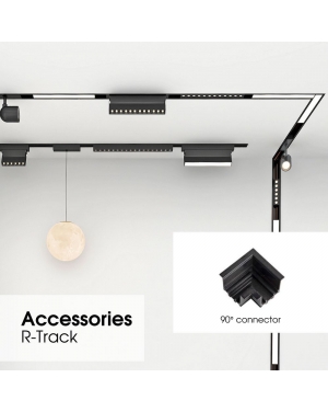 SLIM25 Алуминиев конектор за вграждане 90° R-Track ∙ Черен LED магнитно осветление