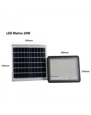 LED СОЛАРЕН ПРОЖЕКТОР MATRIX 20W 6500K 2000Lm	IP65 300x250mm LED прожектори