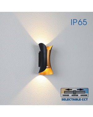 LED осветително тяло BOSTON LED ∙ 10W ∙ черно/златно ∙ CCT-switch ∙ 3000K-4000K-6400K ∙ IP65 Фасадно LED осветление