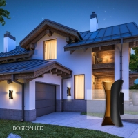 LED осветително тяло BOSTON LED ∙ 10W ∙ черно/златно ∙ CCT-switch ∙ 3000K-4000K-6400K ∙ IP65 Фасадно LED осветление