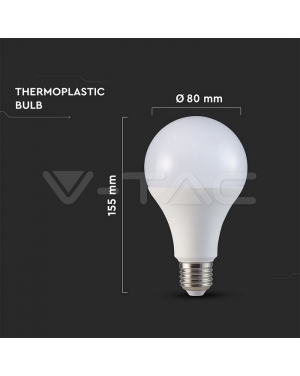 LED Крушка 20W E27 A65 Термо Пластик 6400K LED крушки Е27