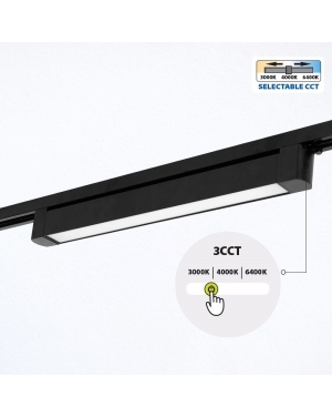 Линейно LED тяло за релсов монтаж DRAX LED ∙ 20W ∙ черен ∙ CCT-switch ∙ 3000K-4000K-6400K LED магнитно осветление