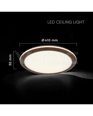 36W LED Плафон (φ410*30мм) CCT:3IN1 Дърво С 2.4G Дистанционно LED плафони без сензори