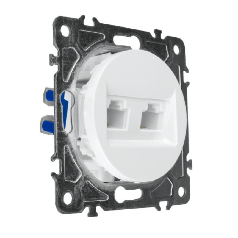 RJ45/RJ11 розетка 2мод, бяла, OVAL OVAL КЛЮЧОВЕ И КОНТАКТИ СЕРИЯ (БЕЛИ МЕХАНИЗМИ)