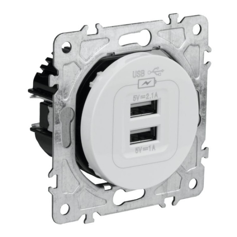 2 x USB розетка, 2.1 A, бяла, OVAL OVAL КЛЮЧОВЕ И КОНТАКТИ СЕРИЯ (БЕЛИ МЕХАНИЗМИ)