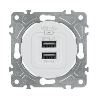2 x USB розетка, 2.1 A, бяла, OVAL OVAL КЛЮЧОВЕ И КОНТАКТИ СЕРИЯ (БЕЛИ МЕХАНИЗМИ)