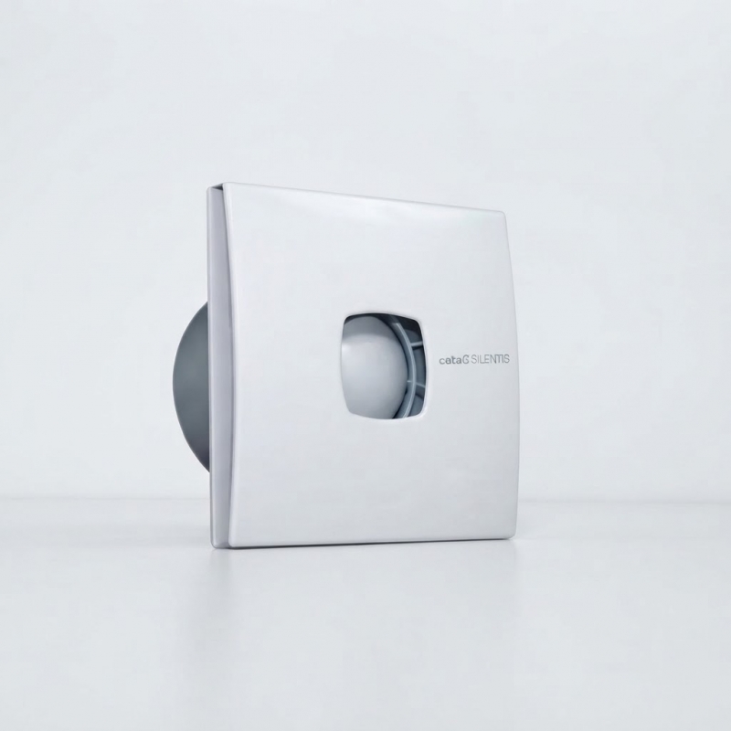 Вентилатор SILENTIS15 ф150мм, цвят Бял, 320м3/h, 25W, 41dB комплект с клапа CATA Вентилатори за баня