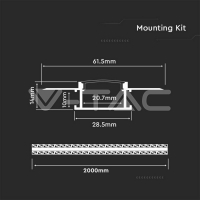 Led Strip Mounting Kit With Diffuser Milky Gypsum Wide 2000MM LED профили