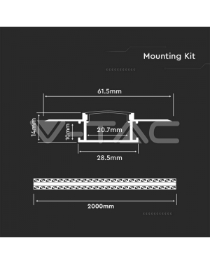 Led Strip Mounting Kit With Diffuser Milky Gypsum Wide 2000MM LED профили