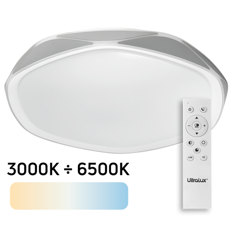 LED димираща CCT плафониера с дистанционно управление, max. 72W, 3000K-6500К LED осветление