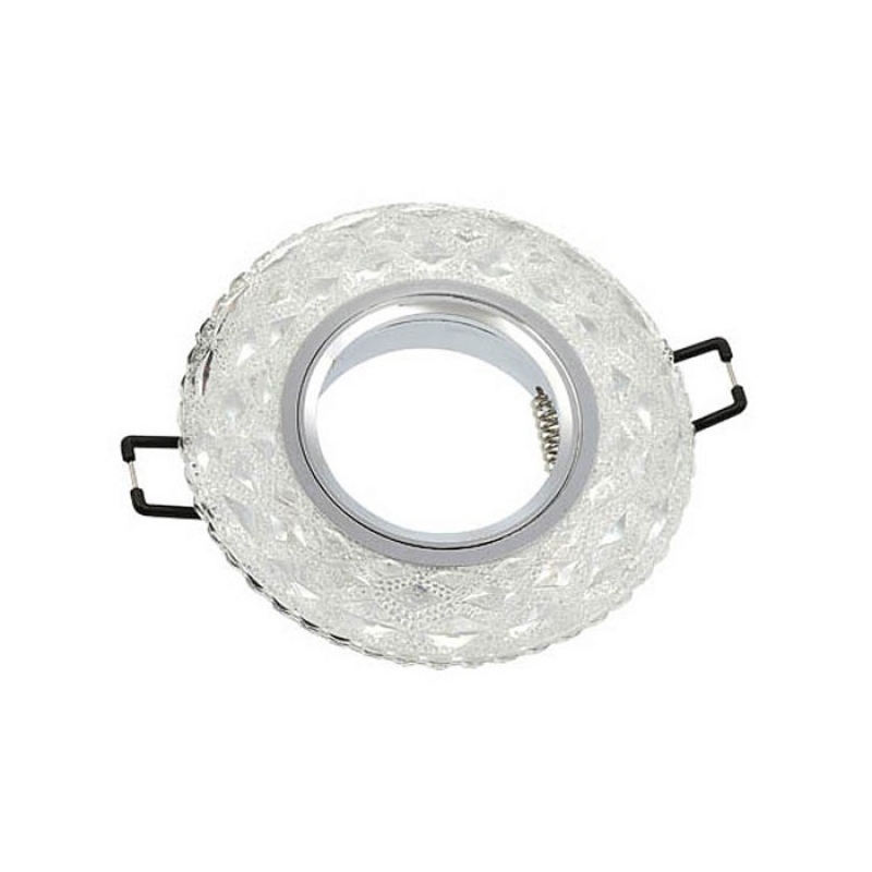 КРЪГЛА ЛУНА ЗА ВГРАДЕН МОНТАЖ PALACE-10 GU5.3 MR16 + 3W 180Lm 4200K (НЕУТРАЛНА СВЕТЛИНА) ХРОМ И СТЪКЛО Φ100x22mm 2012360 VITO LED осветление