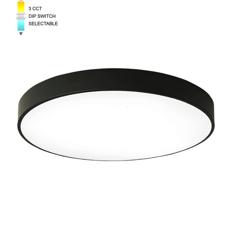 LED ОСВЕТИТЕЛНО ТЯЛО ЗА ТАВАН КРЪГЛО FINESSE R1-45 φ500*H50 45W 3xCCT-DIP SWITCH ЧЕРНО 2026120 VITO LED осветление