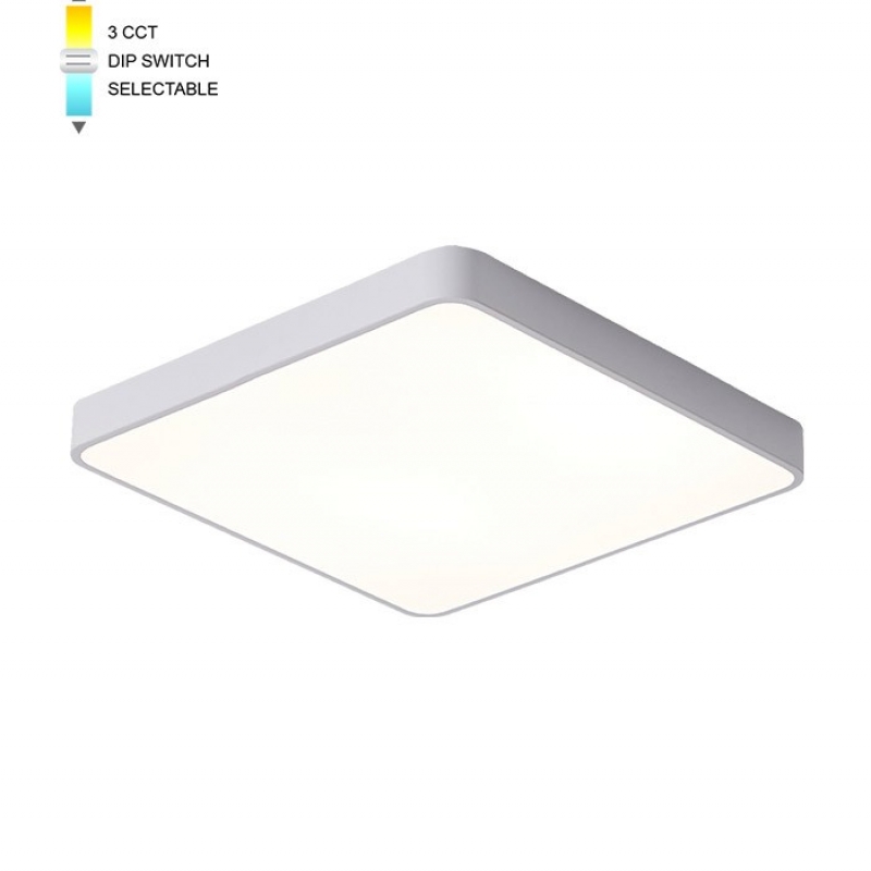 LED ОСВЕТИТЕЛНО ТЯЛО ЗА ТАВАН, КВАДРАТ FINESSE S1-45 500*500*H50 45W 3xCCT-DIP SWITCH БЯЛО 2026160 VITO, ОПЦИЯ ЗА ОКАЧЕН МОНТАЖ LED осветление