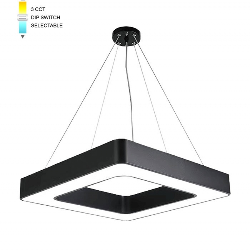 LED ВИСЯЩО ОСВЕТИТЕЛНО ТЯЛО,КВАДРАТНО FINESSE F-45 500*500*H70 45W 3xCCT-DIP SWITCH BLACK 2026320 VITO LED осветление
