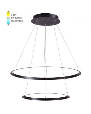 LED PENDANT LIGHTING FIXTURE DUO φ400+600 48W 3xCCT-DIP SWITCH BLACK 2026340 VITO LED осветление
