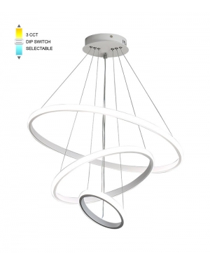 LED PENDANT LIGHTING FIXTURE TRIO-1 φ200+400+600 56W 3xCCT-DIP SWITCH WHITE 2026360 VITO LED осветление
