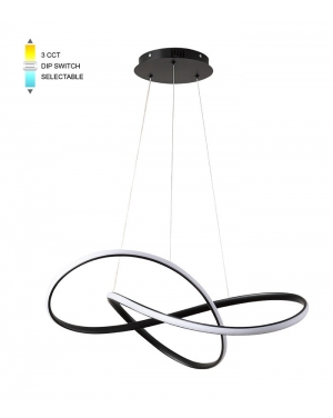 LED LIGHTING PENDANT FIXTURE WAVE φ600*H180 48W 3xCCT-DIP SWITCH BLACK 2026390 VITO LED осветление