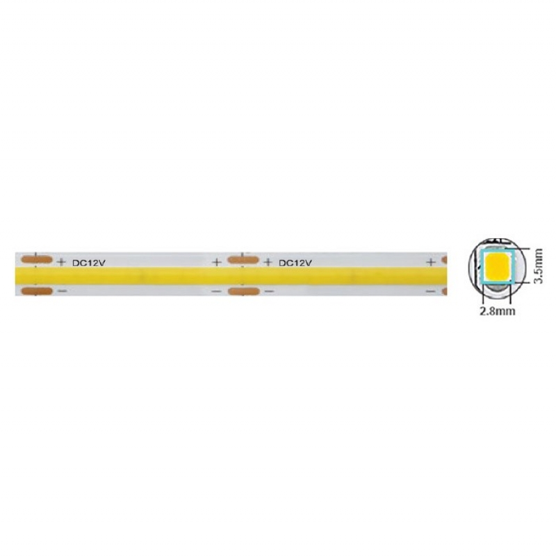 COB LED ЛЕНТА LEDStrip+ 12V 320xCOB 12W 3M(ADHESIVE TAPE) 8mm IP20 3000K 5m ролка Дължина на рязане 2.5см 5540560 VITO LED ленти профили и аксесоари