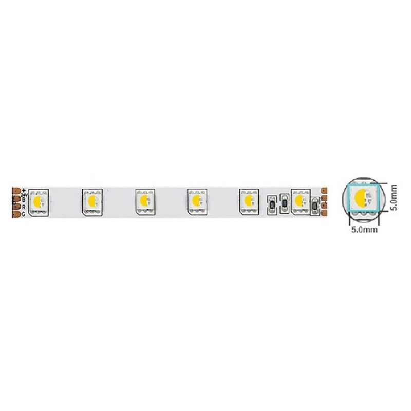 SMD LED ЛЕНТА LEDStrip+24V 60x5050 14.4W 3M(ADHESIVE TAPE) 10mmIP20 RGBW 5m ролка Дължина на рязане 10см 5540490 VITO LED ленти профили и аксесоари