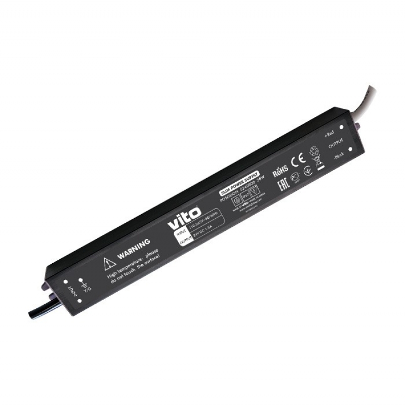 POSEIDON 36W 1.5A 24VDC IP67 SLIM POWER SUPPLY 6240800 VITO LED ленти профили и аксесоари