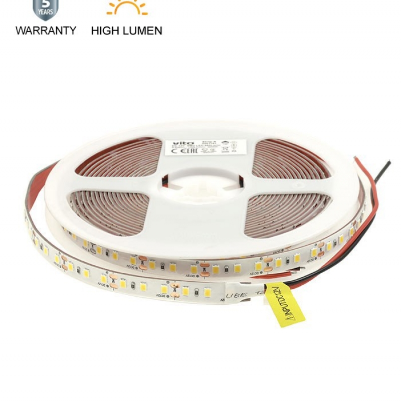 HIGH LUMEN LED ЛЕНТА LEDStrip+ 24V 144x2835 11W/m 3000K 1870Lm/m 3M 8mm IP20 5m Дължина на рязане 2.77см 5540900 VITO HIGH LUMEN LED ЛЕНТА LEDStrip+ 24V 144x2835 11W/m 3000K 1870Lm/m 3M 8mm IP20 5m Дължина на рязане 2.77см 5540900 VITO LED ленти профили и аксесоари