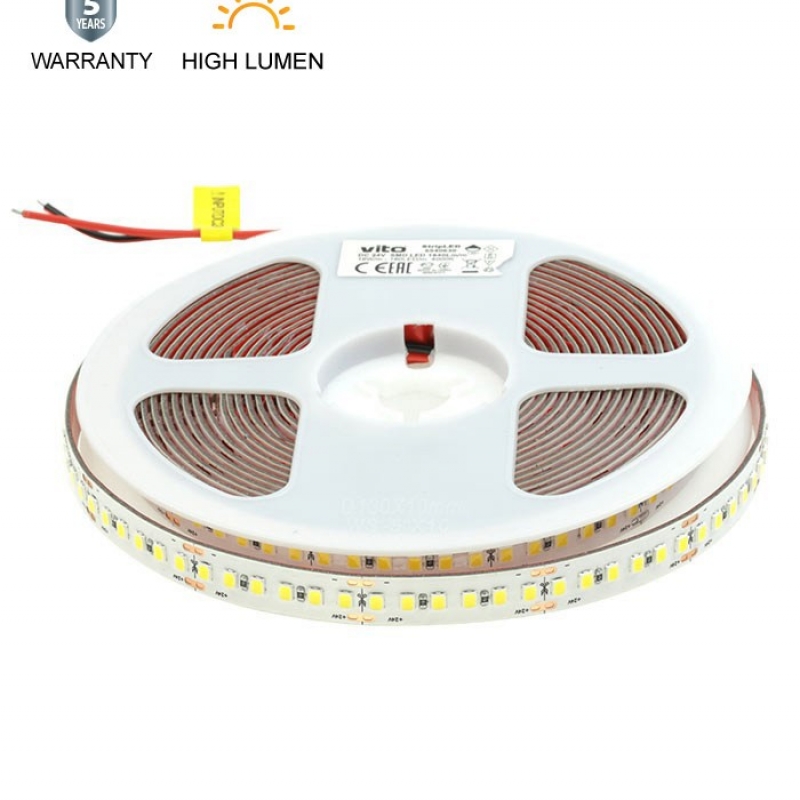 HIGH LUMEN LED ЛЕНТА LEDStrip+ 24V 192x2835 17W/m 4000K 2890Lm/m 3M 8mm IP65 5m ролка Дължина на рязане 2.08см 5540970 VITO LED ленти профили и аксесоари
