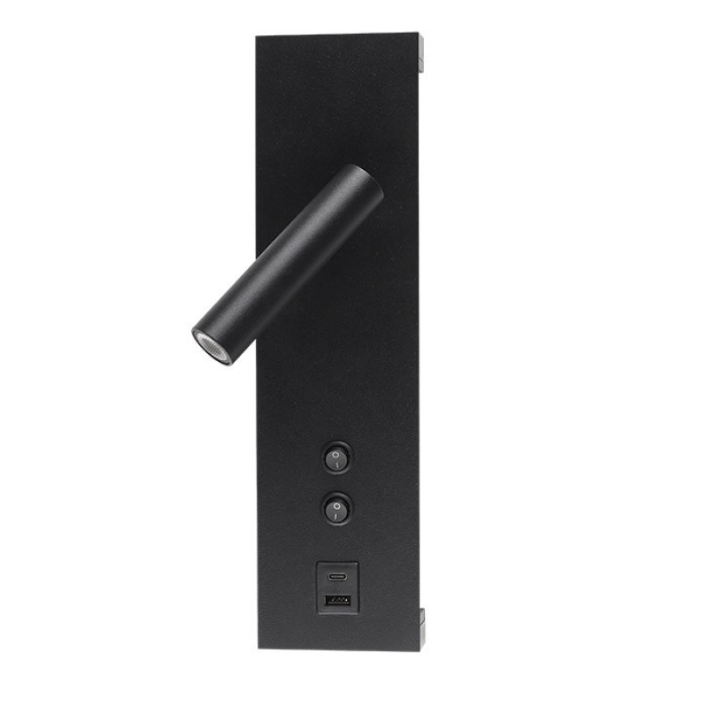 READING LIGHT LINATE-C 12W 3000K 770Lm BLACK 300*80*142 TYPE-C+USB 2103260 VITO LED осветление