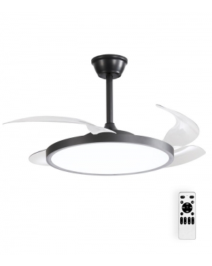 ТАВАНЕН ВЕНТИЛАТОР С LED ЛАМПА FANLUX-D4 30W 3xCCT (3000K/4500K/6500K) 2250Lm 106CM ЧЕРЕН ДИСТАНЦИОННО УПР ДИМИРАНЕ 2027770 VITO Интериорни вентилатори