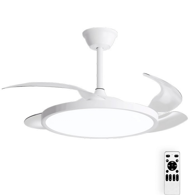 ТАВАНЕН ВЕНТОЛАТОР С LED ЛАМПА FANLUX-D4 30W 3xCCT (3000K/4500K/6500K) 2250Lm 106CM БЯЛ ДИСТАНЦИОННО УПР. 2027780 VITO Интериорни вентилатори