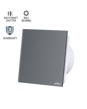 ВЕНТИЛАТОР ЗА БАНЯ VENTI-GL100/Φ100MM/СТЪКЛЕН ПАНЕЛ/ЛАГЕР И КЛАПА/СИВ 12W 8005250 VITO LED панели