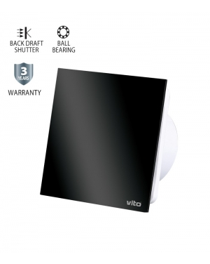 ВЕНТИЛАТОР ЗА БАНЯ VENTI-GL100/Φ100MM/СТЪКЛЕН ПАНЕЛ/ЛАГЕР И КЛАПА/ЧЕРЕН 12W 8005240 VITO LED панели
