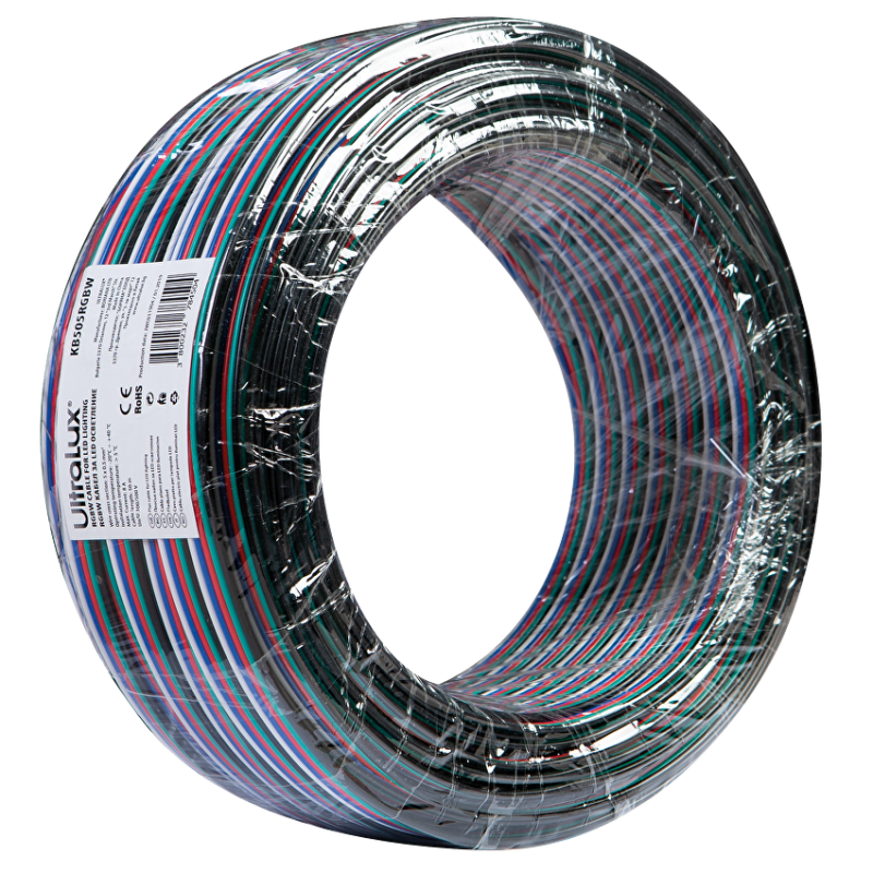 RGBW плосък кабел 5 x 0.5 mm², 50м/ролка LED ленти профили и аксесоари