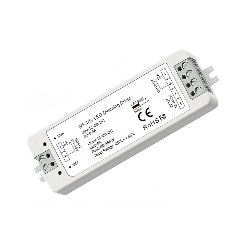 Димeр с управление 0/1-10V, 12-48V DC, 8A LED ленти профили и аксесоари